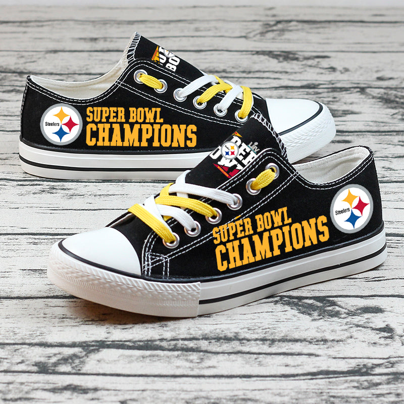 Pittsburgh Steelers Low Top Canvas Sport Sneakers Shoes For Men Women Fans