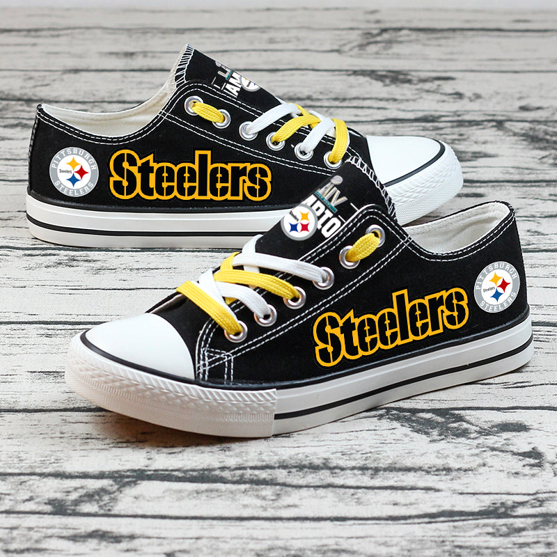 Pittsburgh Steelers Low Top Canvas Sport Sneakers Shoes For Men Women Fans
