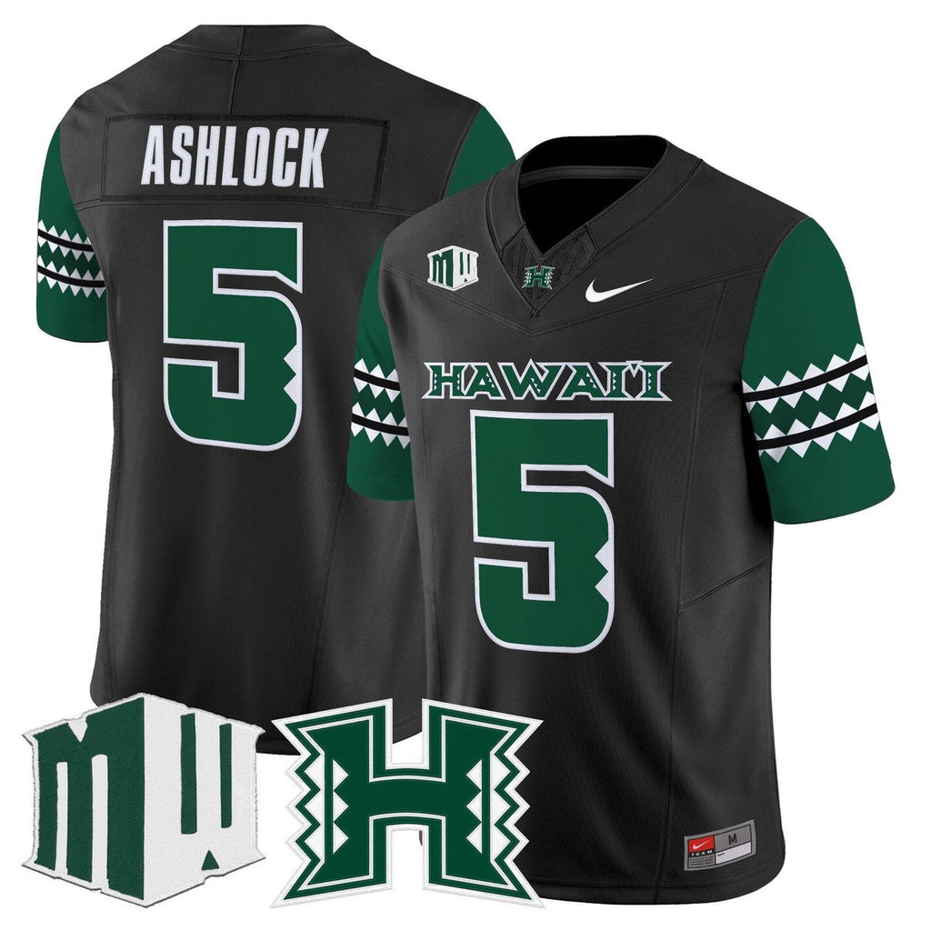 Pofele Ashlock Jersey #5 Hawai'i Rainbow Warriors 2025 Vapor Stitched Black
