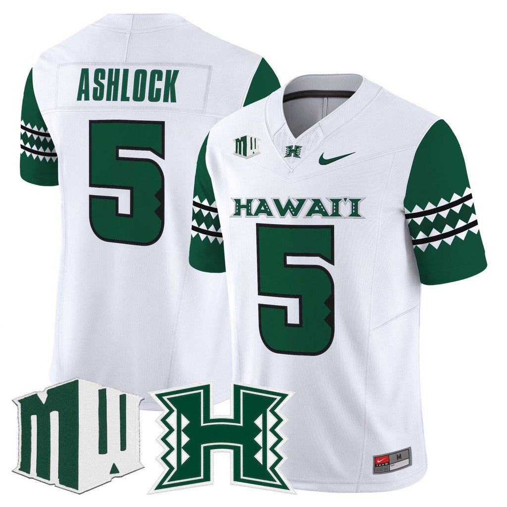 Pofele Ashlock Jersey #5 Hawai'i Rainbow Warriors 2025 Vapor Stitched White