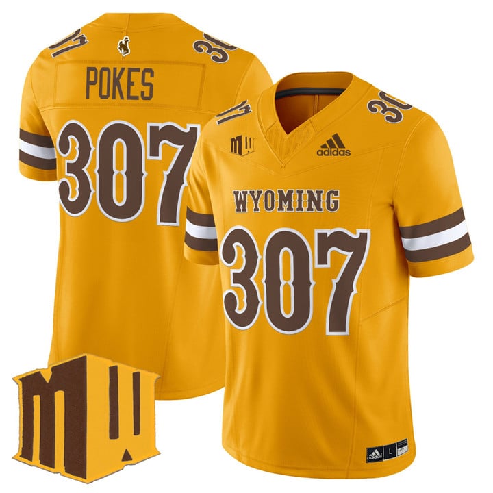 Pokes Jersey #307 Wyoming Cowboys 2025 Vapor Limited Stitched Gold
