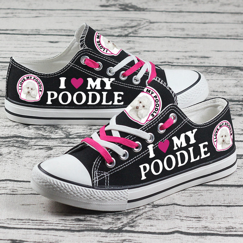 Poodle Canvas Sneakers Shoes For Men Women Fans