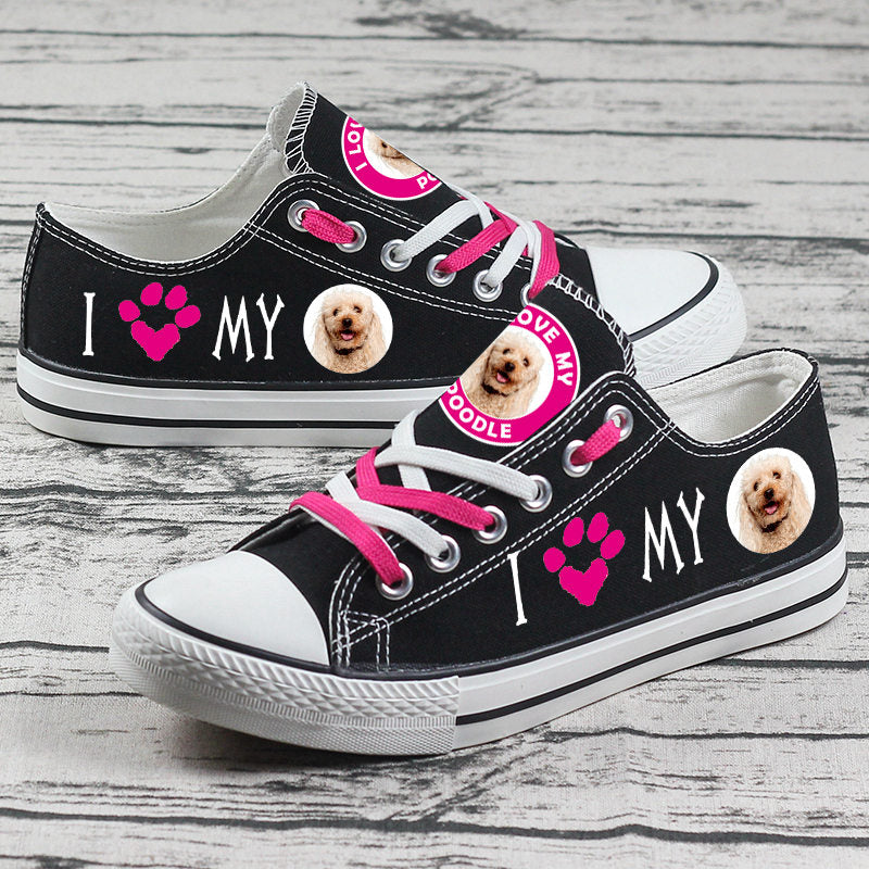 Poodle Canvas Sneakers Shoes For Men Women Fans
