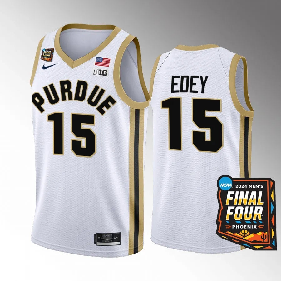 Purdue Boilermakers #15 Zach Edey Jersey 2024 NCAA March Madness Final Four
