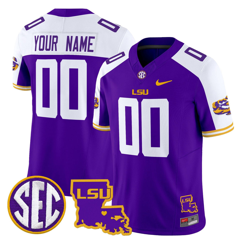 Custom LSU Tigers Jersey Name, Number 2025 Louisiana Patch Stitched Purple Alter
