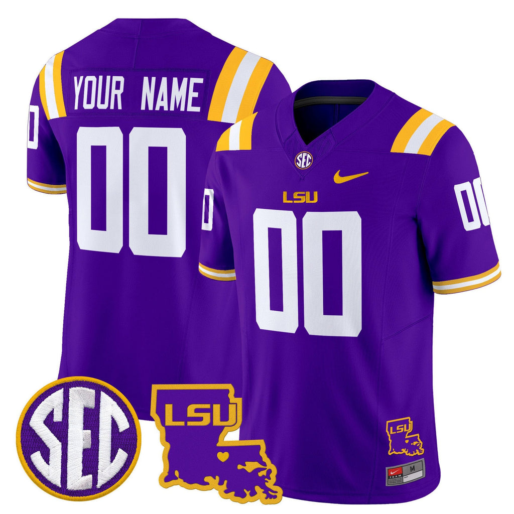 Custom LSU Tigers Jersey Name, Number 2025 Louisiana Patch Stitched Purple