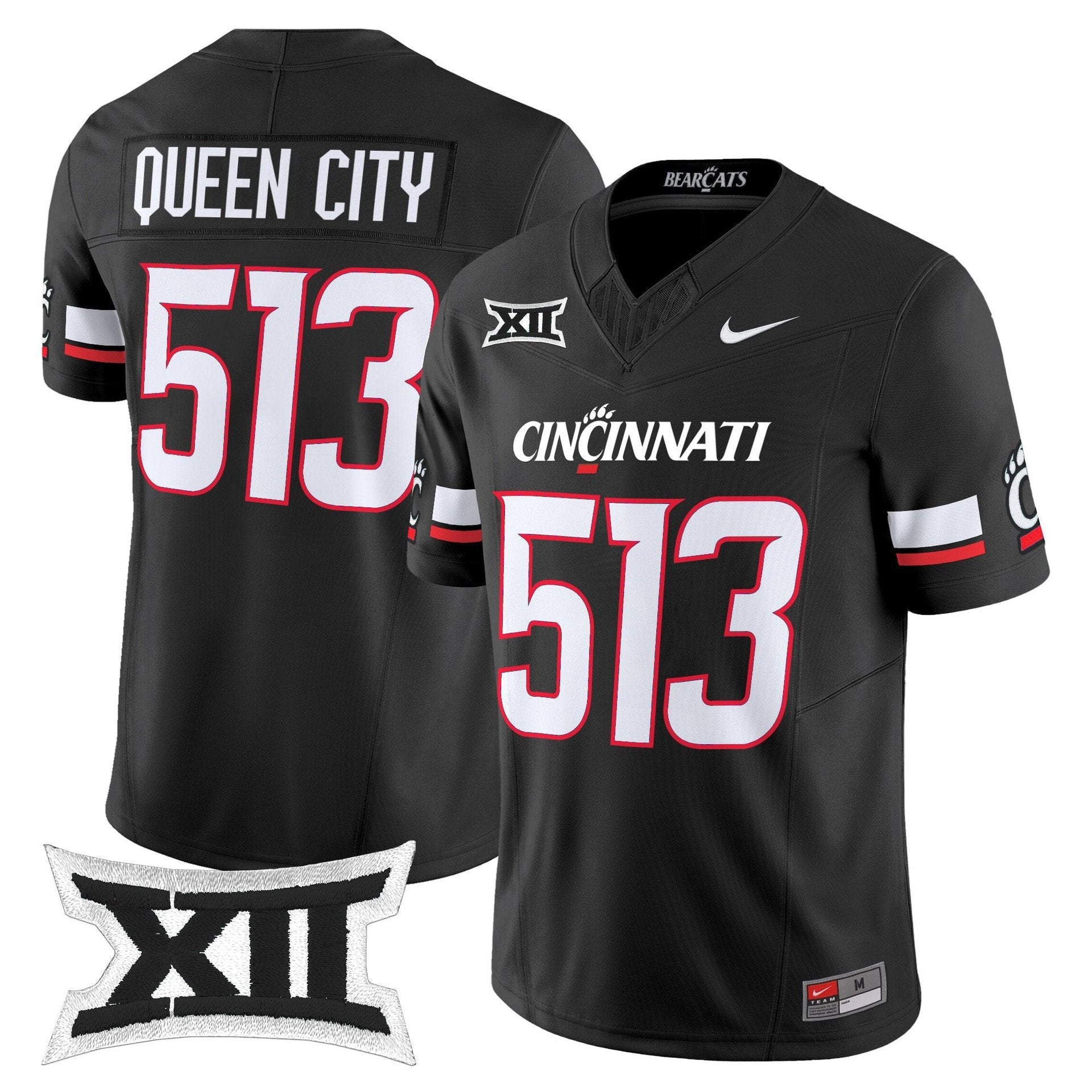 Queen City Jersey #513 Cincinnati Bearcats 2025 Vapor Limited Stitched Black