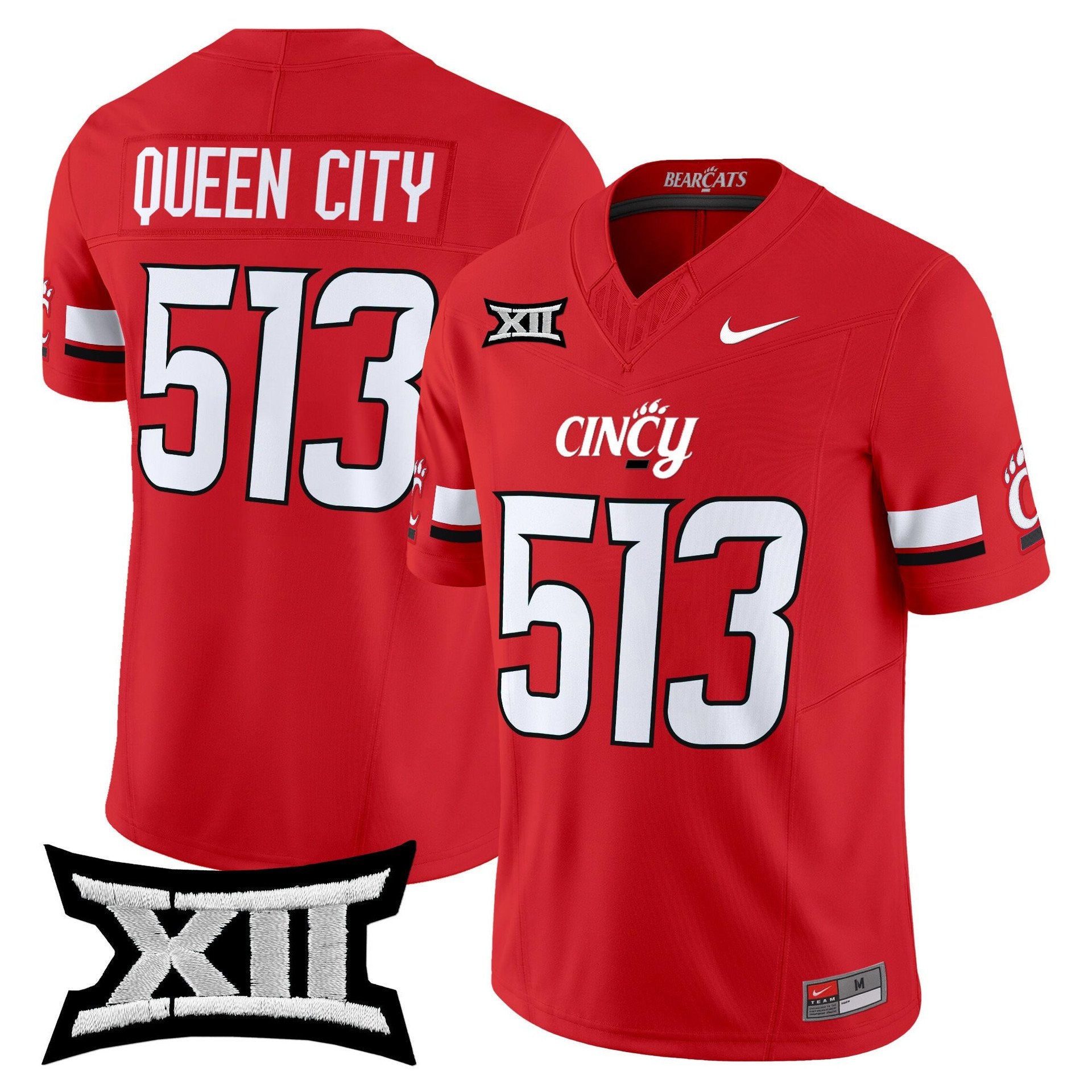 Queen City Jersey #513 Cincinnati Bearcats 2025 Vapor Limited Stitched Red