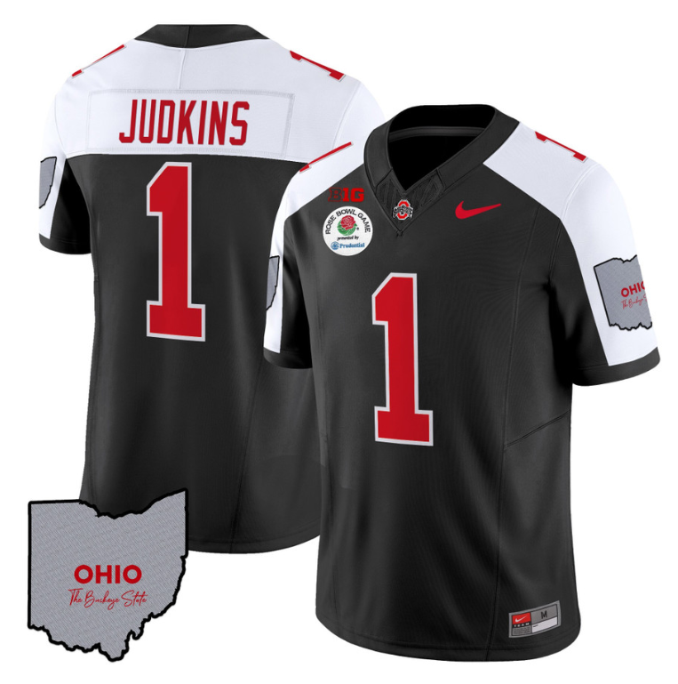 Quinshon Judkins Jersey #1 Ohio State Rose Bowl Patch Football V3 Black Alternate
