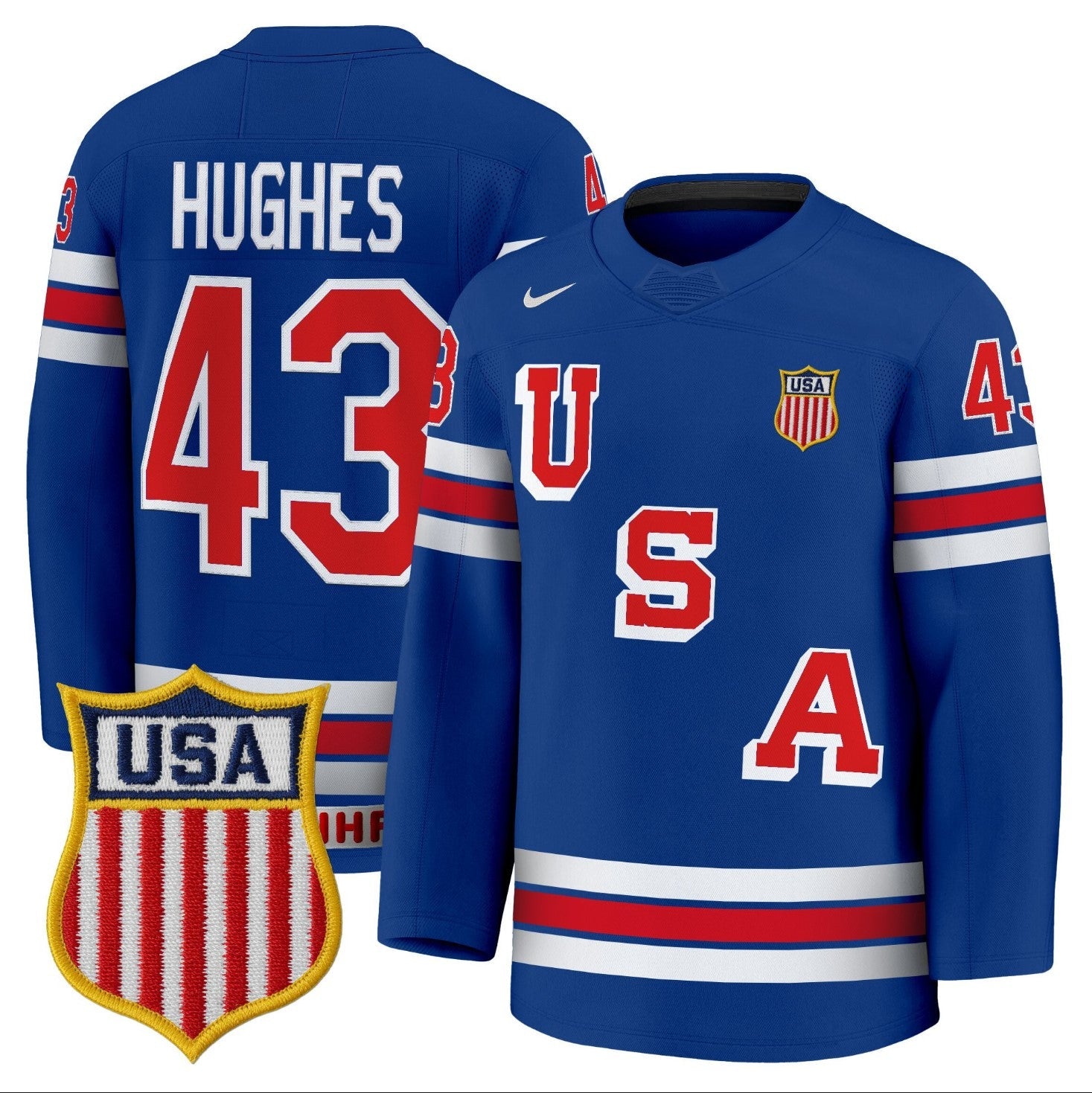 Quinn Hughes Jersey #43 USA Olympic 2026 Premium Hockey Stitched
