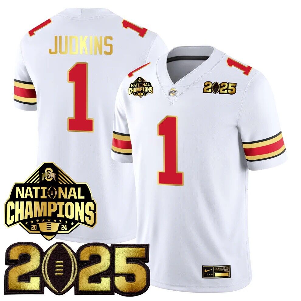 Quinshon Judkins Jersey #1 Ohio State National Championships 2024 White