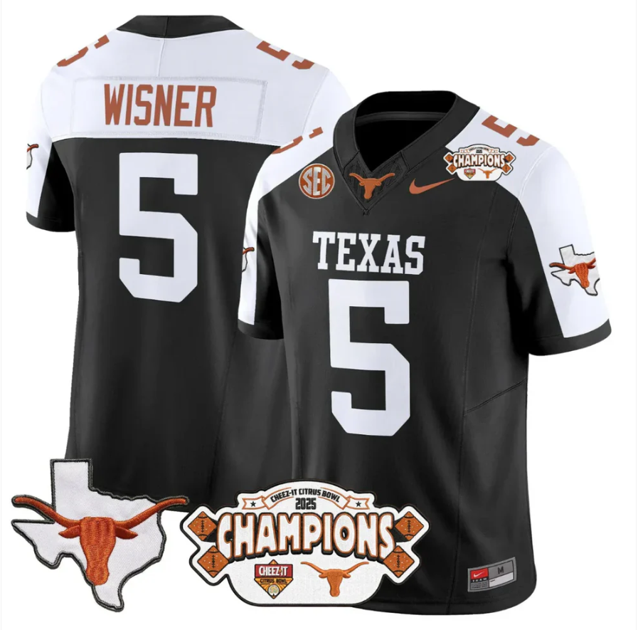 Quintrevion Wisner Jersey #5 Texas 2025 State Map Citrus Bowl Champions