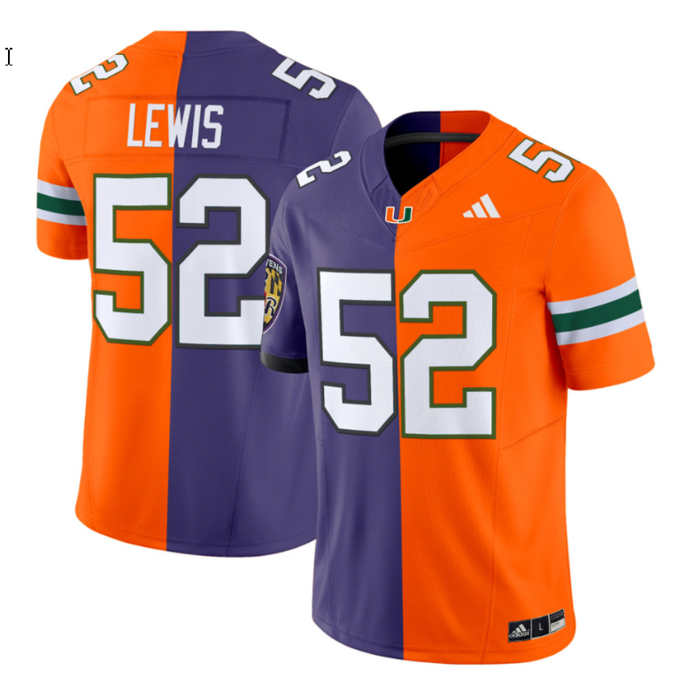 Ray Lewis Jersey #52 Miami Hurricanes Split Vapor Limited V2 Football Stitched