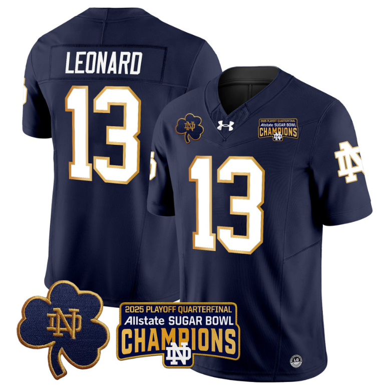 Riley Leonard Jersey #13 Notre Dame 2025 Sugar Bowl Champions Throwback