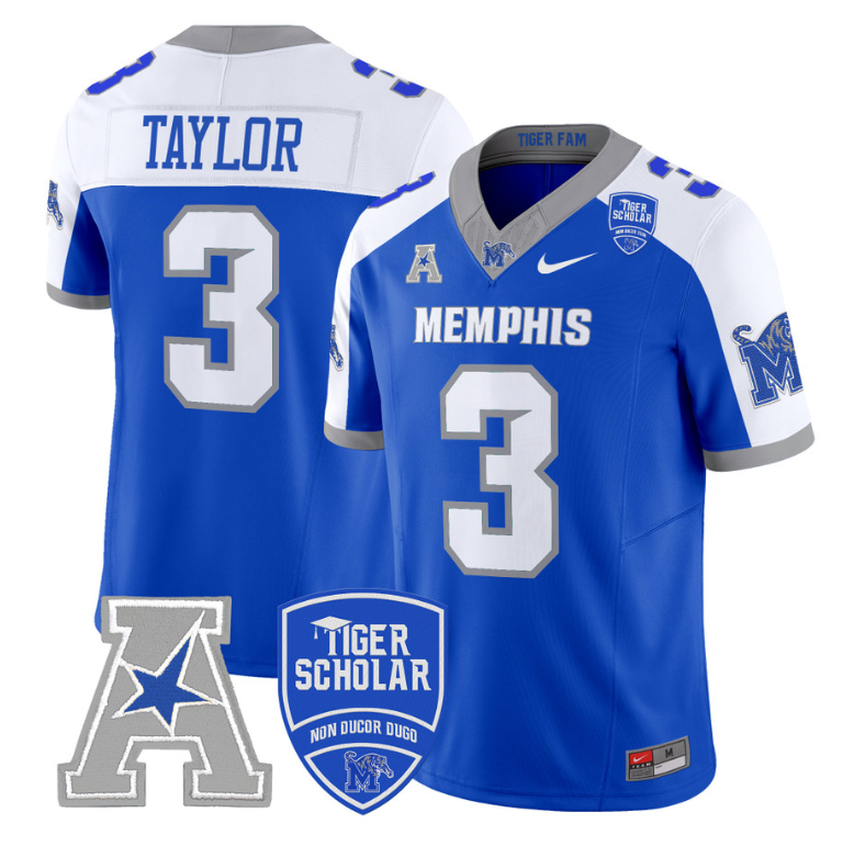 Roc Taylor Jersey #3 Memphis Tigers 2024 Vapor Limited Stitched Royal Alternate
