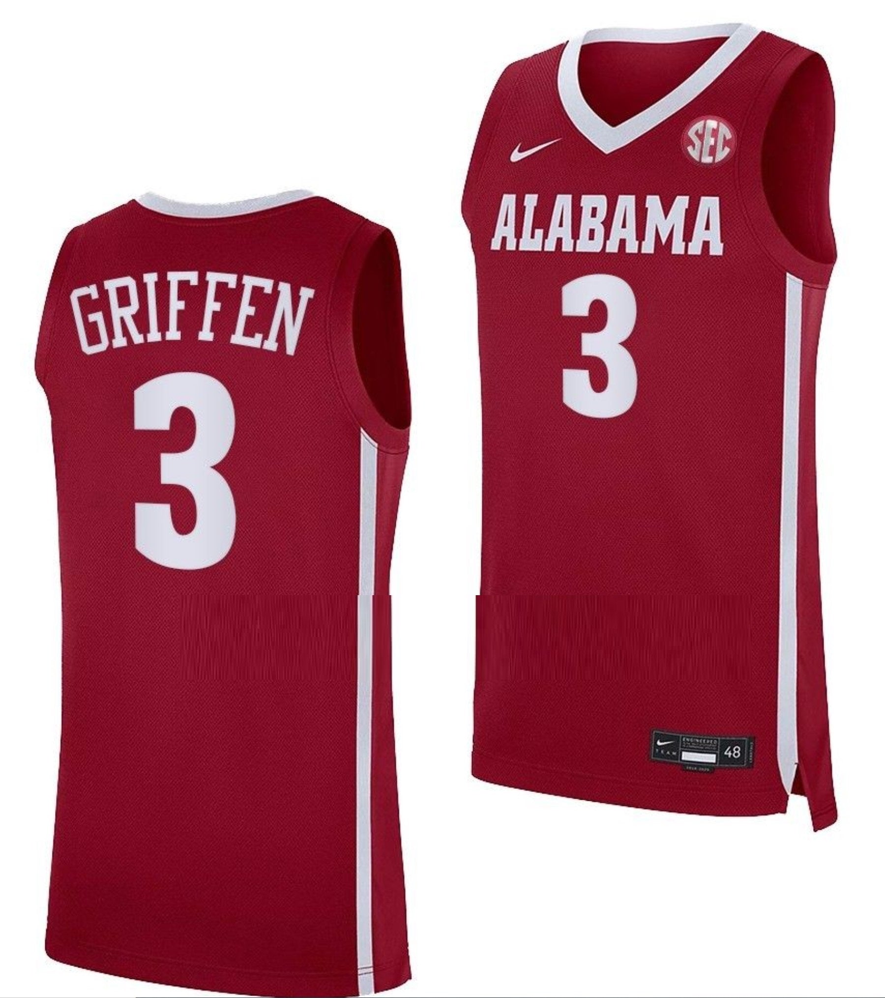 Rylan Griffen Jersey Alabama Crimson Tide College Basketball Crimson #3