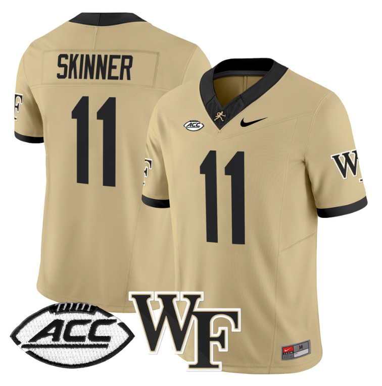 Riley Skinner Jersey #11 Wake Forest Demon Deacons 2024 Stitched Gold