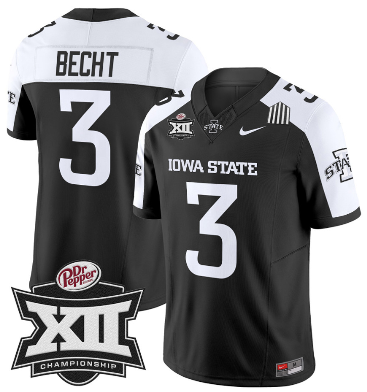Rocco Becht Jersey #3 Iowa State 2024 Championship Patch Vapor Black Alternate