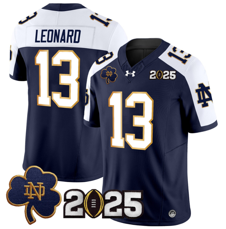 Riley Leonard Jersey #13 Notre Dame 2025 CFP Final Patch Navy ALternate