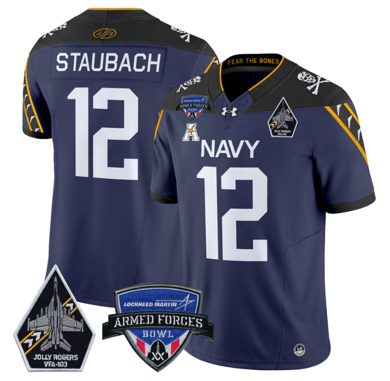 Roger Staubach Jersey #12 Navy Midshipmen 2025 Armed Forces Bowl White