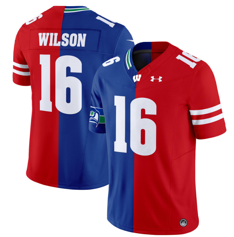 Russell Wilson Jersey Seahawks #16 Wisconsin Badgers Split Vapor Football