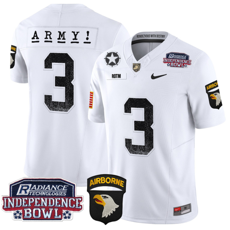 Rotm Jersey #3 Army Black Knights Independence Bowl Patch White