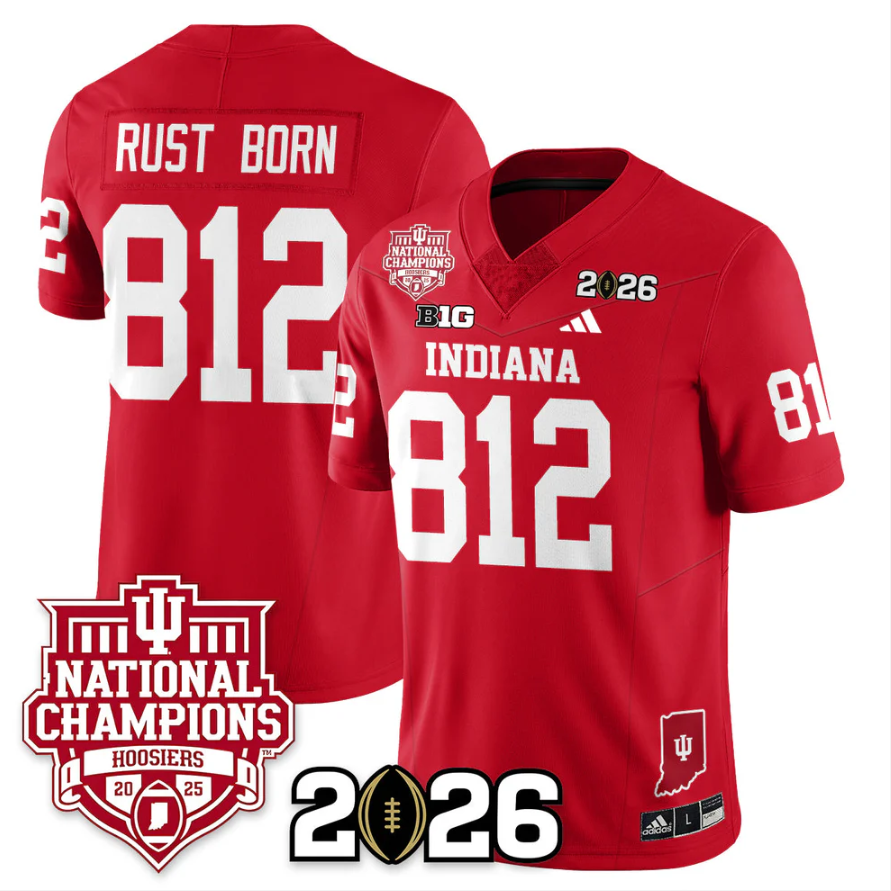 Rust Born Jersey #812 Indiana Hoosiers 2025 National Champions Stitched Red