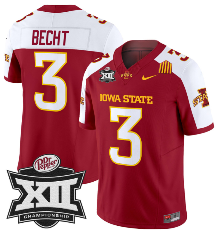 Rocco Becht Jersey #3 Iowa State 2024 Championship Patch Vapor Cardinal Alternate