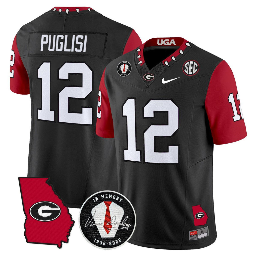 Ryan Puglisi Jersey #12 Georgia Bulldogs 2025 Vapor Limited Stitched Black