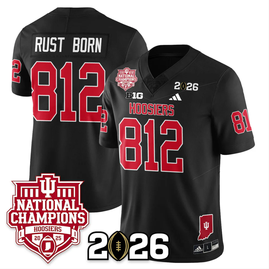 Rust Born Jersey #812 Indiana Hoosiers 2025 National Champions Stitched Black