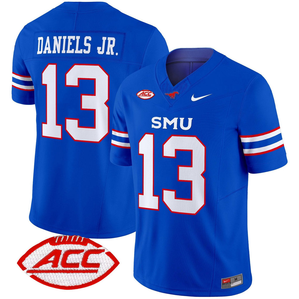 Roderick Daniels Jr Jersey #13 SMU Mustangs 2025 Vapor Limited Stitched Blue