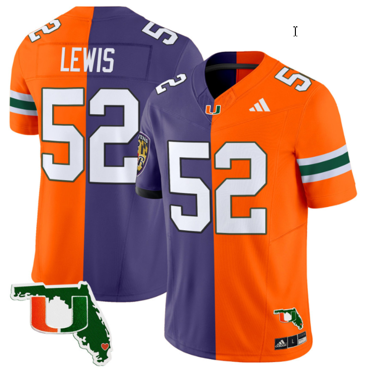 Ray Lewis Jersey #52 Miami Hurricanes Split Vapor Limited Football Stitched