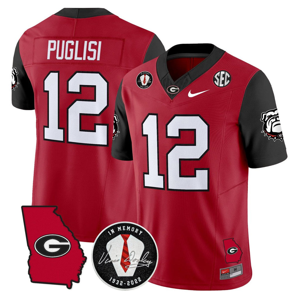 Ryan Puglisi Jersey #12 Georgia Bulldogs 2025 Vapor Limited Stitched Red