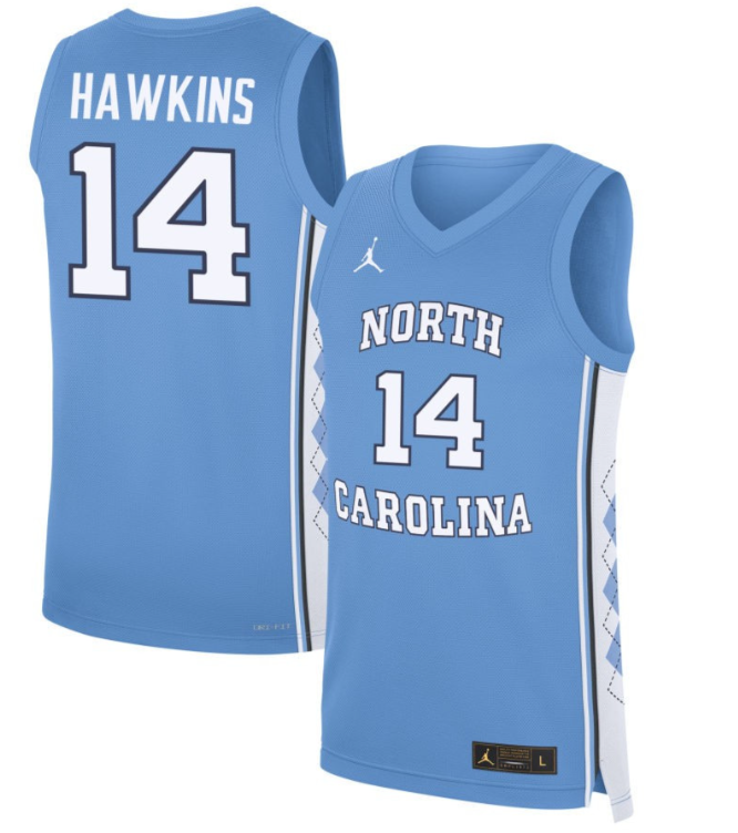 Russell Hawkins Jersey #14 North Carolina Tar Heels Basketball Blue