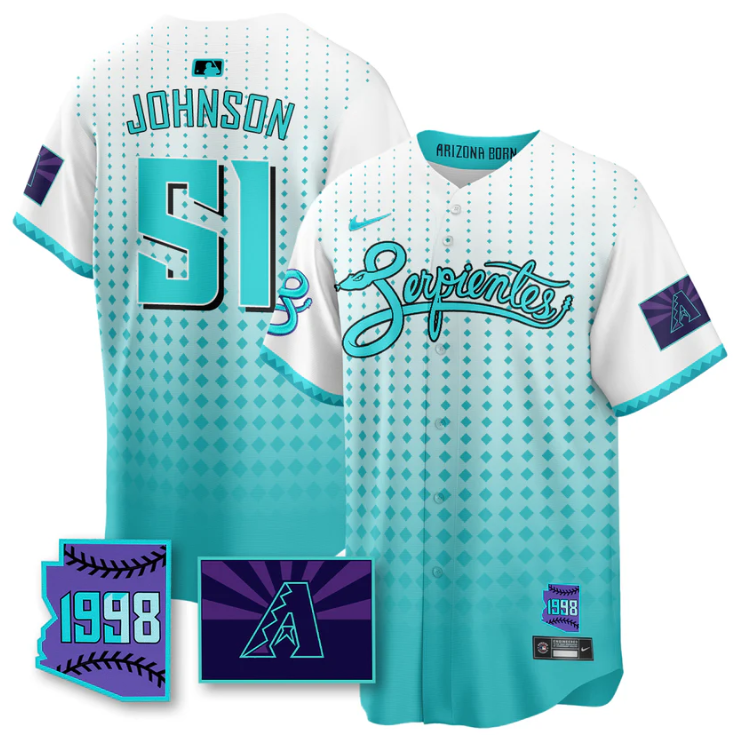 Randy Johnson Jersey #51 Arizona Diamondbacks Serpientes City Connect Stitched White