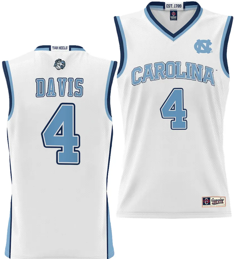 RJ Davis Jersey #4 UNC Tar Heels College NIL Basketball Lightweight