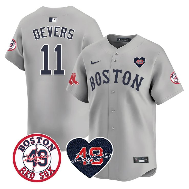 Rafael Devers Jersey #11 Boston Red Sox Tim Wakefield Memorial Patch Stitched Gray