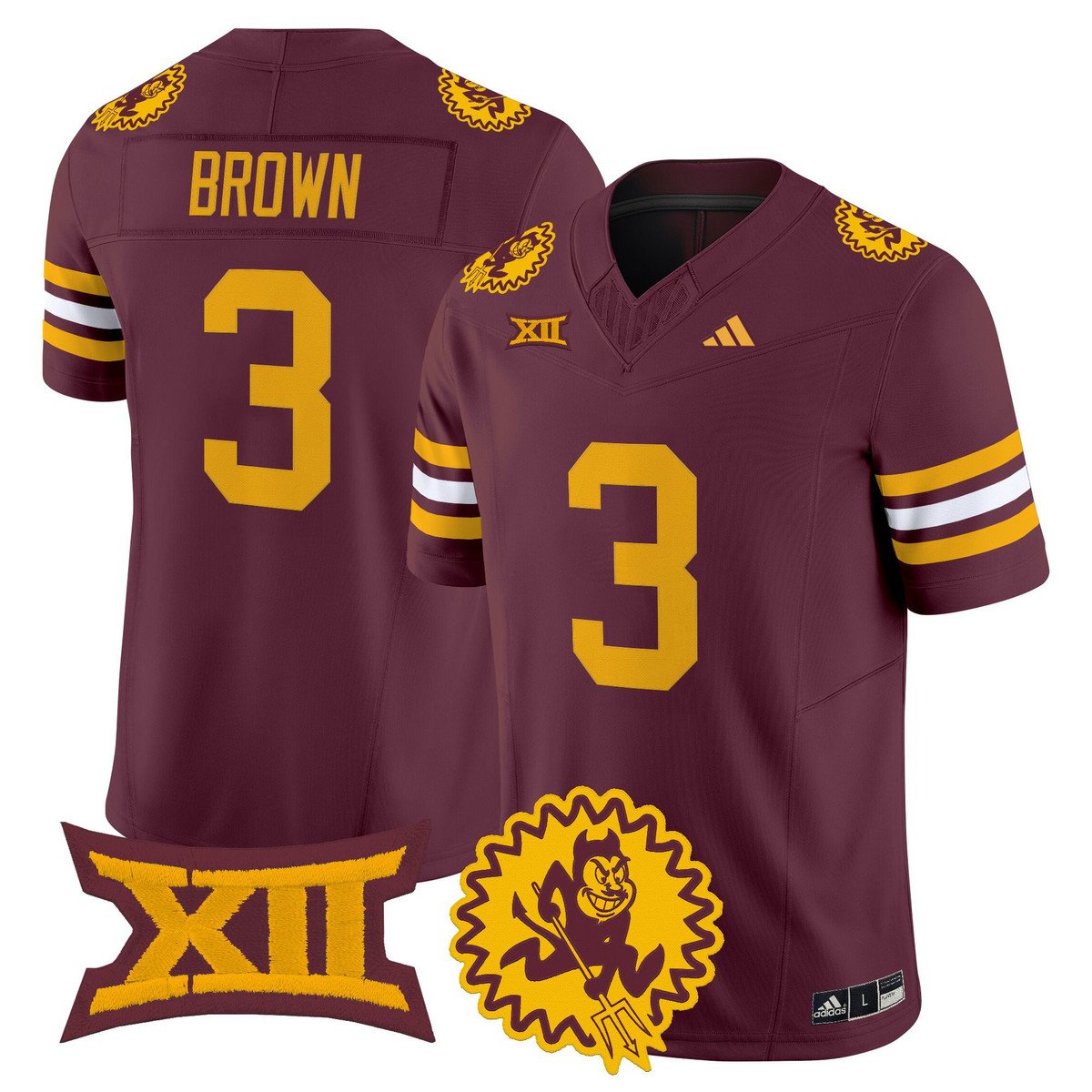 Raleek Brown Jersey #3 Arizona State Sun Devils 1975 Throwback Stitched Maroon