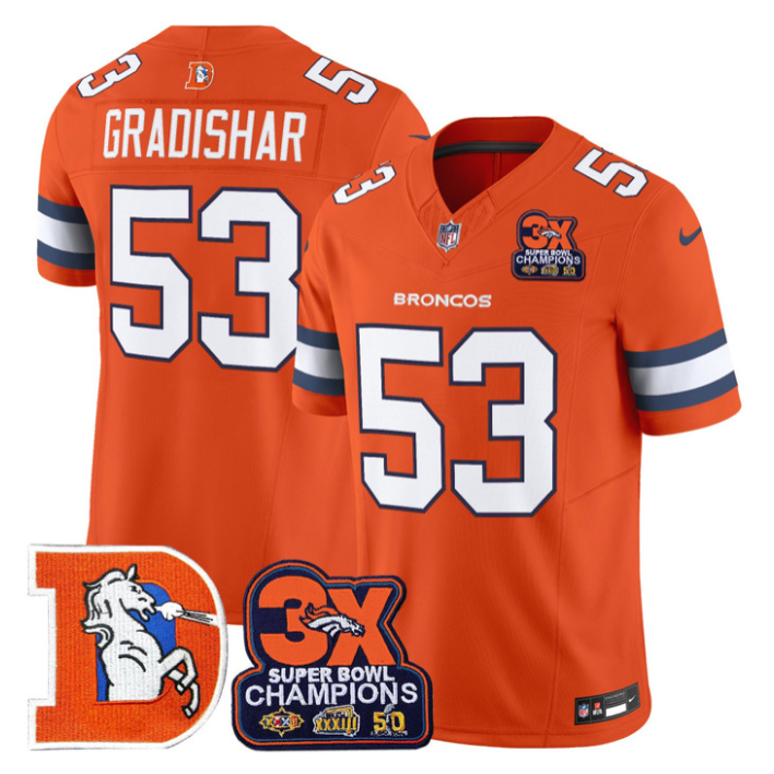 Randy Gradishar Jersey #53 Throwback Vapor 3-Time Champions Stitched Orange