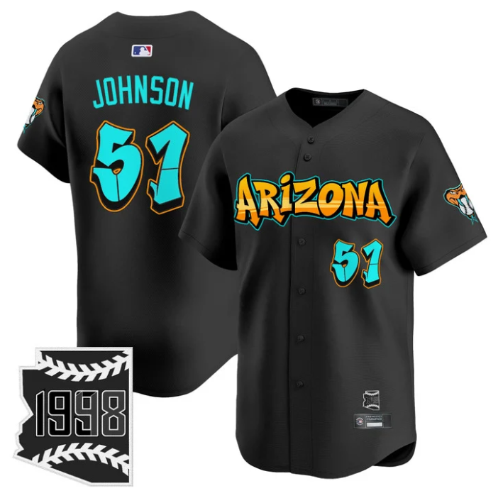 Randy Johnson Jersey #51 Arizona Diamondbacks Graffiti Desert Ink Edition Black