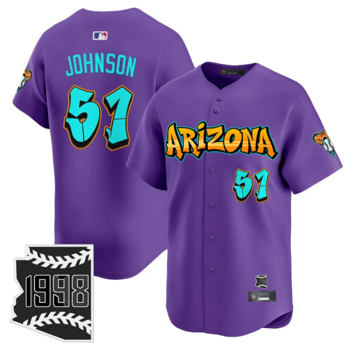 Randy Johnson Jersey #51 Arizona Diamondbacks Graffiti Desert Ink Edition Purple