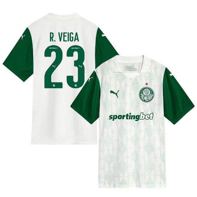Raphael Veiga #23 Palmeiras 2025-26 Away Match Jersey – White