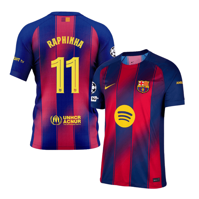 Raphinha 11 Barcelona 2025-26 Home Jersey – Scarlet