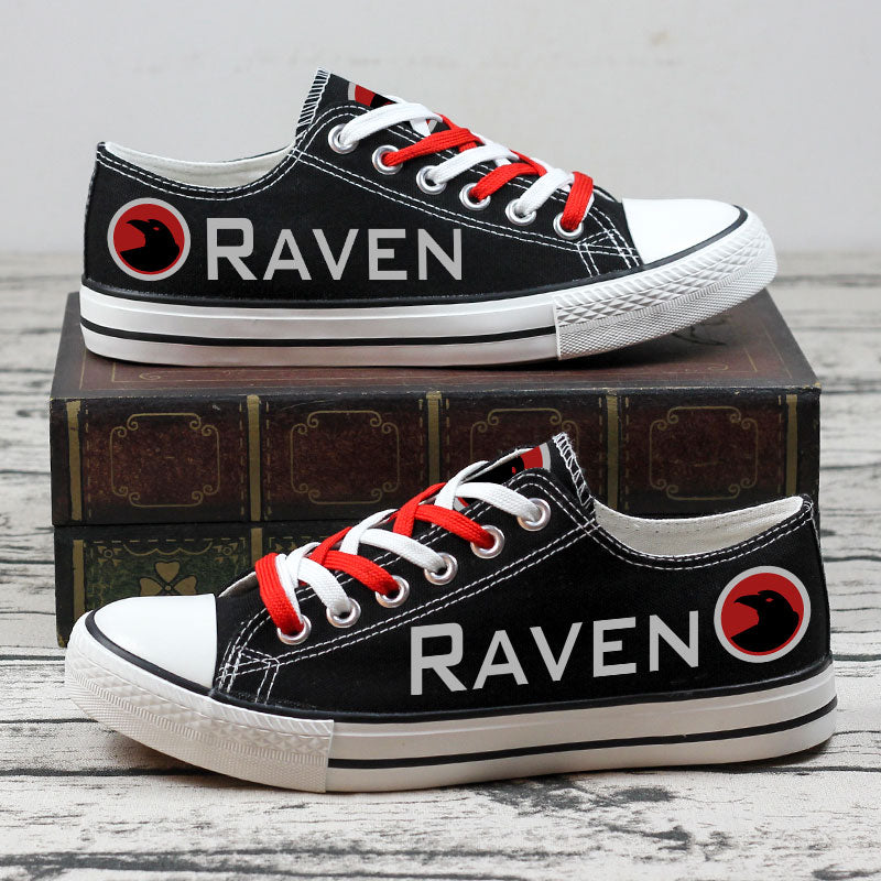 Raven Low Top Canvas Sport Sneakers Shoes For Men Women Fans