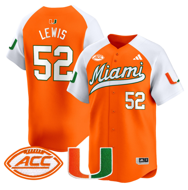 Ray Lewis Jersey #52 Miami Hurricanes 2024 Baseball Stitched Orange Alternate