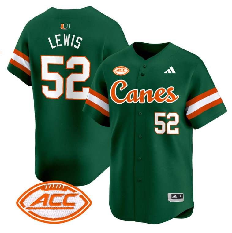 Ray Lewis Jersey #52 Miami Hurricanes 2024 Baseball V2 Stitched Green