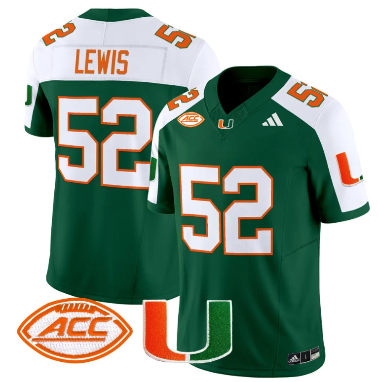 Ray Lewis Jersey #52 Miami Hurricanes Vapor Football Stitched Green Alternate