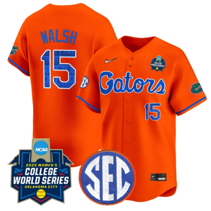 Reagan Walsh Jersey #15 Florida Gators Softball 2025 World Series Stitched Orange