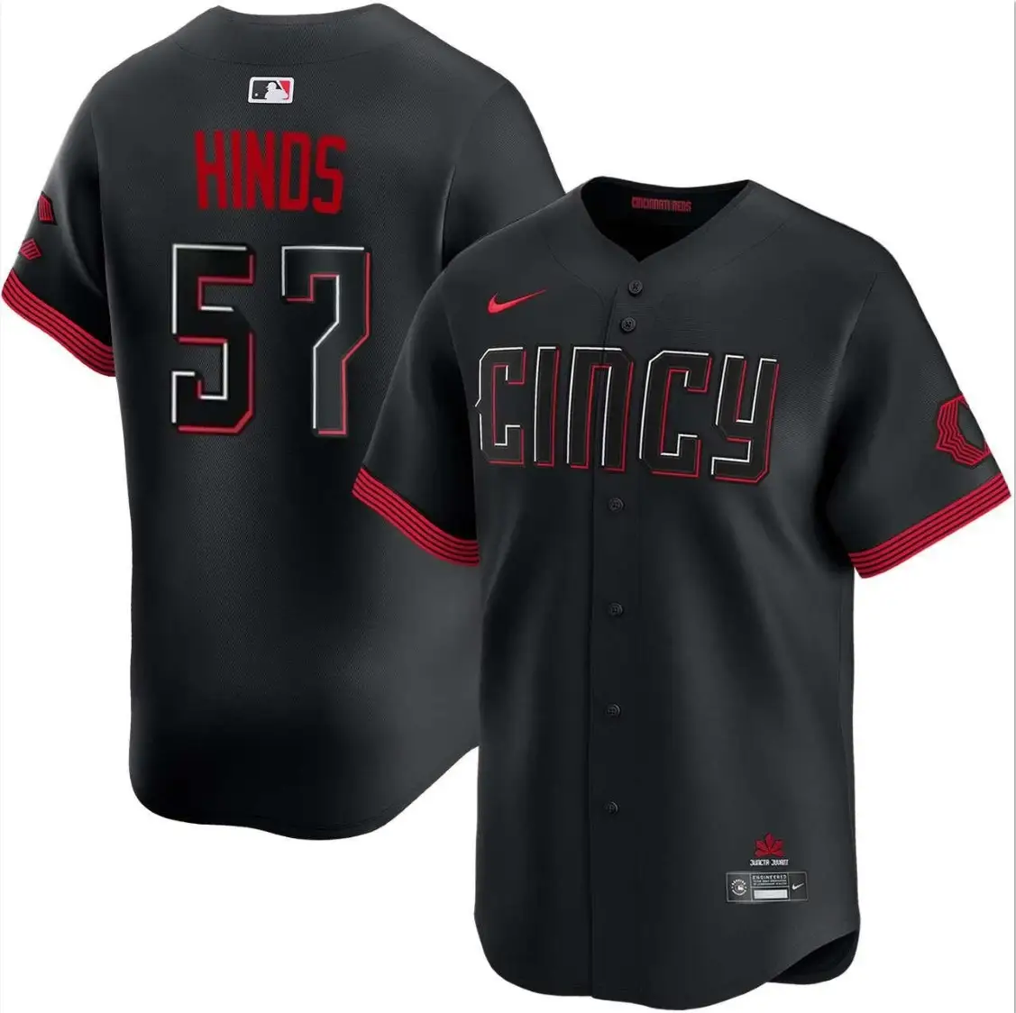 Rece Hinds Jersey #57 Reds Vapor Premier Limited All Stitched