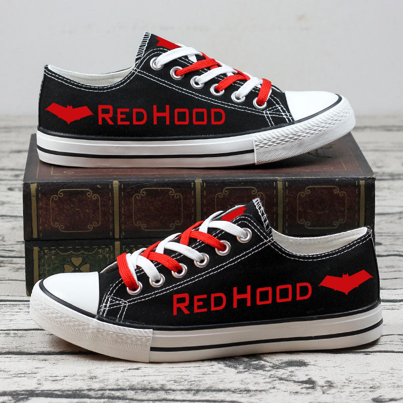 Red Hood Low Top Canvas Sport Sneakers Shoes For Men Women Fans